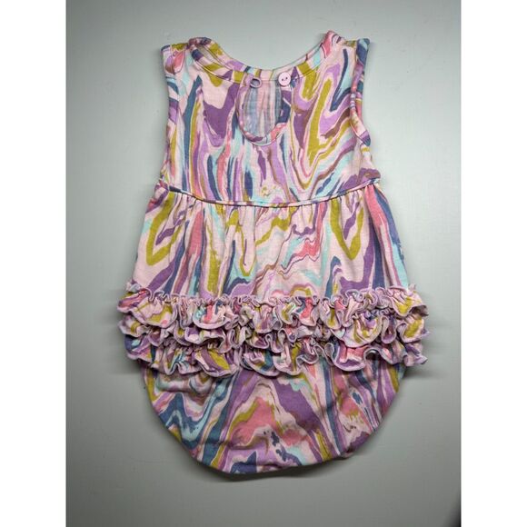 Little Sleepies Pink Marble Swirl Bubble Romper Size 0-3m
